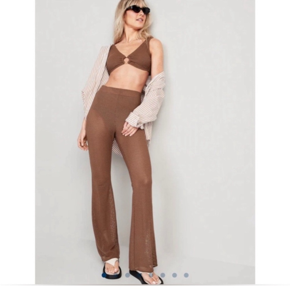 Old Navy High-Waisted Bikini with matching Crochet Flare Cover-Up Pants Size M